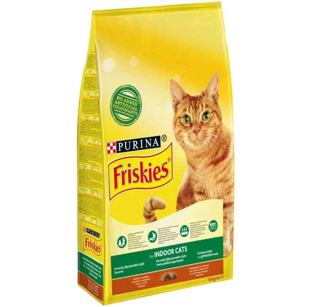 Сухий корм Purina Friskies Indoor Cat для домашніх котів, з куркою і овочами, 10 кг