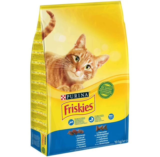 Сухий корм Purina Friskies для котів, з лососем і овочами, 10 кг