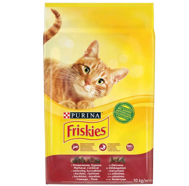 Сухий корм Purina Friskies для котів, з яловичиною, куркою і овочами, 10 кг