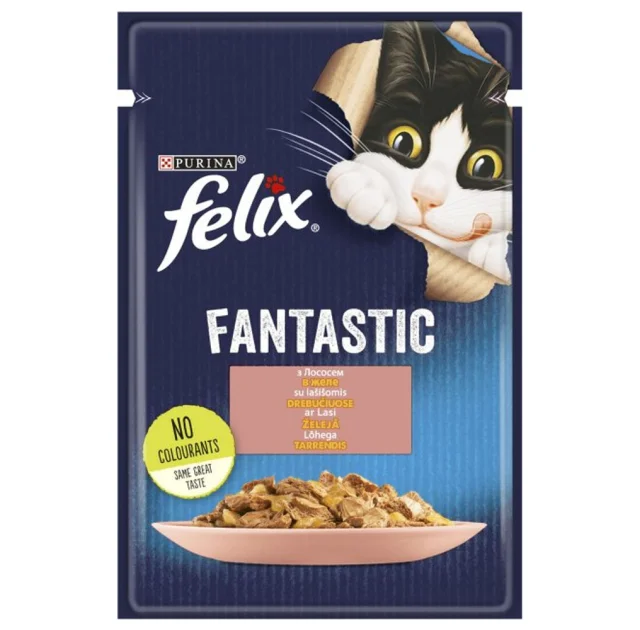 Вологий корм Purina Felix Fantastic для котів, з лососем, 85 г