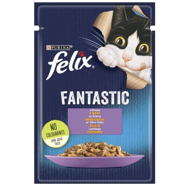 Вологий корм Purina Felix Fantastic для котів, з ягням, 85 г