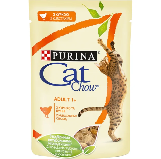 Влажный корм Purina Cat Chow Adult для кошек, с курицей и цукини, 85 г