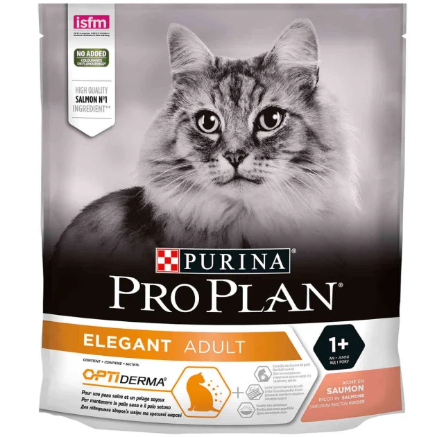 Сухой корм Purina Pro Plan Elegant Adult для кошек с чувствительной кожей, с лососем, 400 г