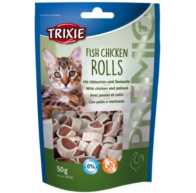 Ласощі Trixie для котів, рулети з куркою та мінтаєм, 50 г