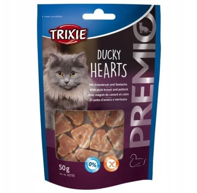 Ласощі Trixie для котів, серця з качиною грудкою і мінтаєм, 50 г