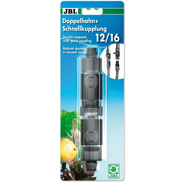 JBL double stopcock + quickcoupling для підключення, відключення і перекриття шлангів в акваріумі, 16/22 мм