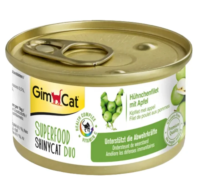 Вологий корм GimCat Shiny Cat Superfood для котів, з куркою і яблуком, 70 г