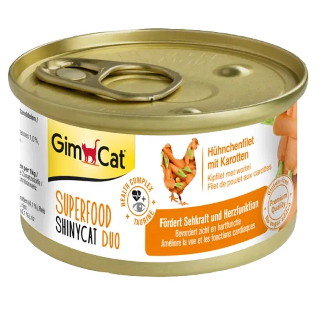 Вологий корм GimCat Shiny Cat Superfood для котів, з куркою і морквою, 70 г