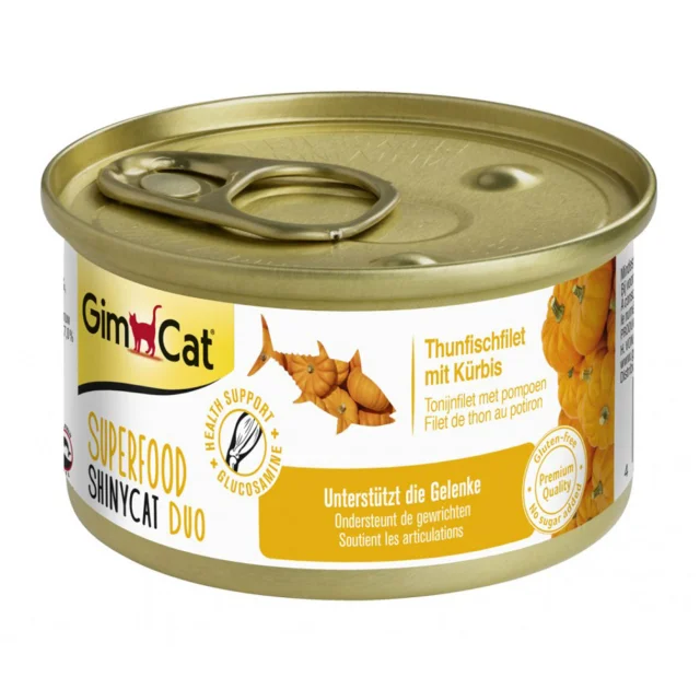 Вологий корм GimCat Shiny Cat Superfood для котів, з тунцем і гарбузом 70 г