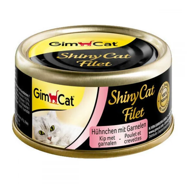 Влажный корм GimCat Shiny Cat Filet для кошек, с курицей и креветками, 70 г