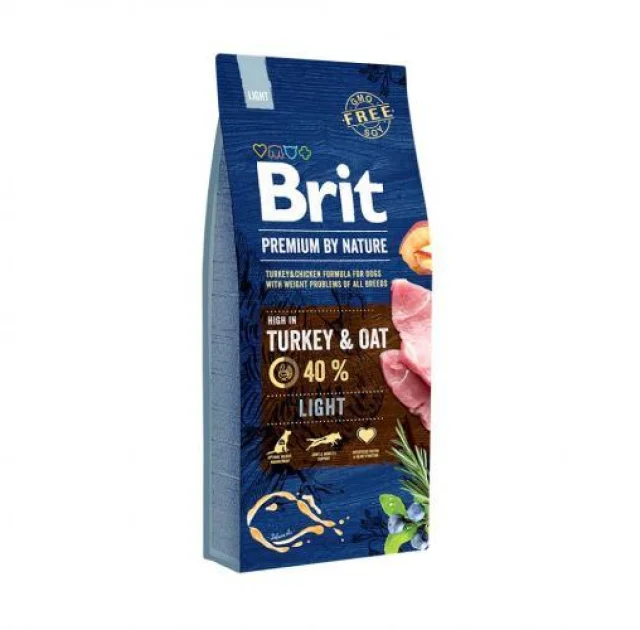 Сухий корм Brit Premium Dog Light, для собак з надмірною вагою, з індичкою, 15 кг