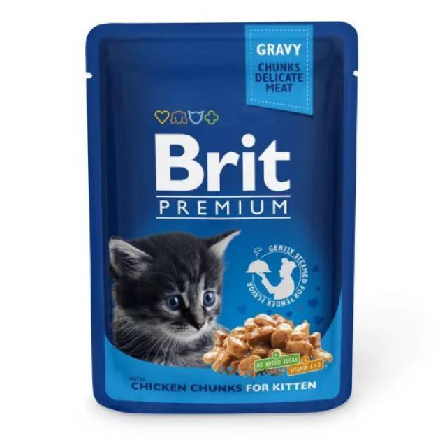 Вологий корм Brit Premium Cat pouch, для кошенят, з куркою, 100г