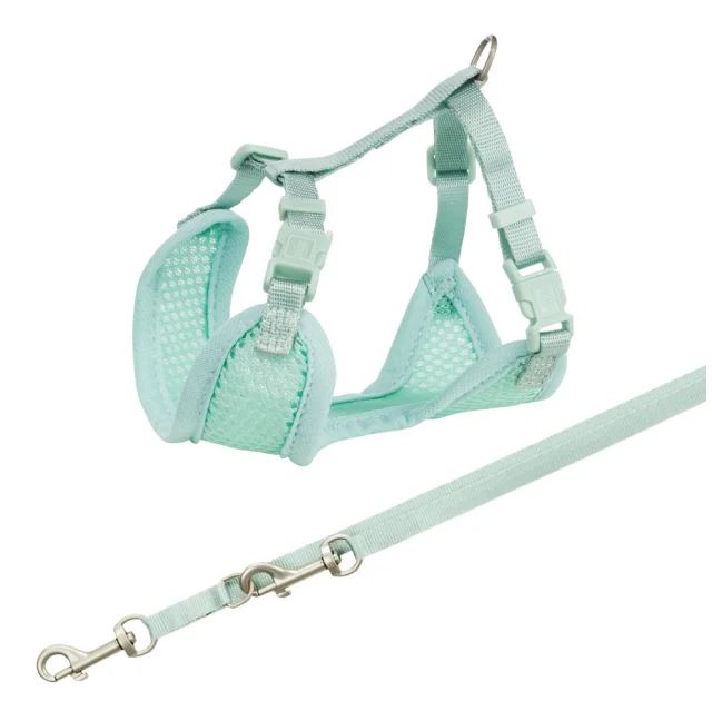 Шлея Trixie Junior з повідцем, для цуценят, 2 м, 26-34 см, 10 мм, м'ятний