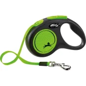 Повідець-рулетка Flexi New NEON S для собак до 15 кг, 5 м, стрічка, зелений/неон