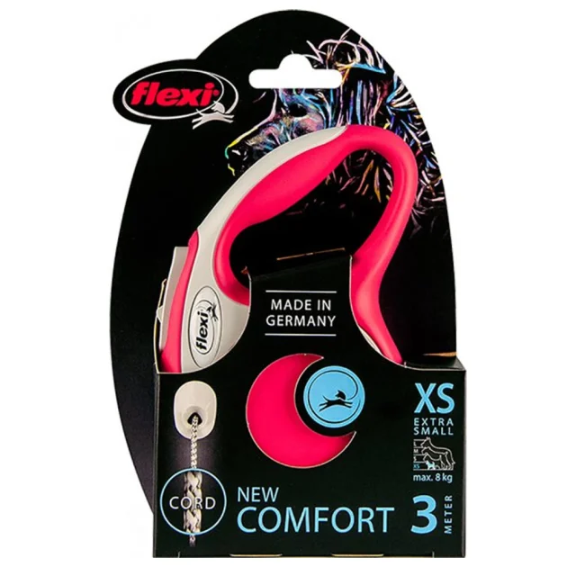 Повідець-рулетка Flexi New Comfort XS для собак до 8 кг, 3 м, трос, червоний