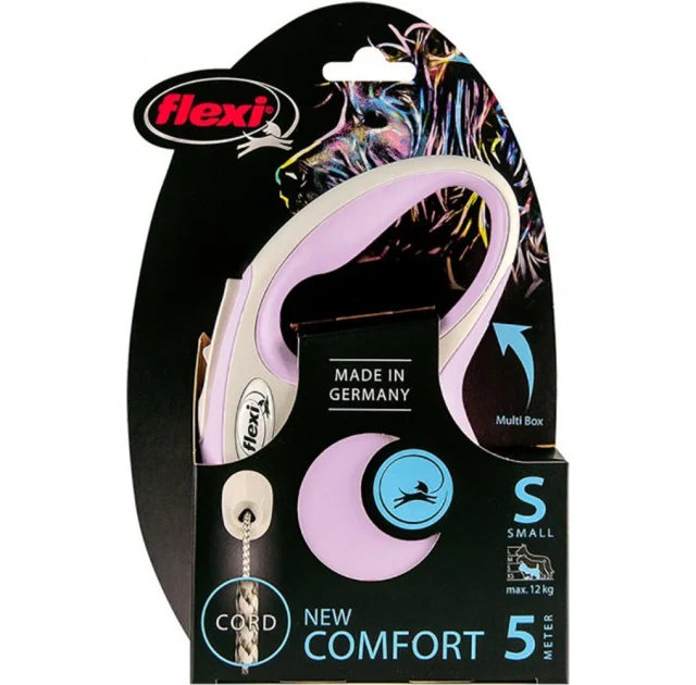 Повідець-рулетка Flexi New Comfort M для собак до 20 кг, 5 м, трос, рожевий