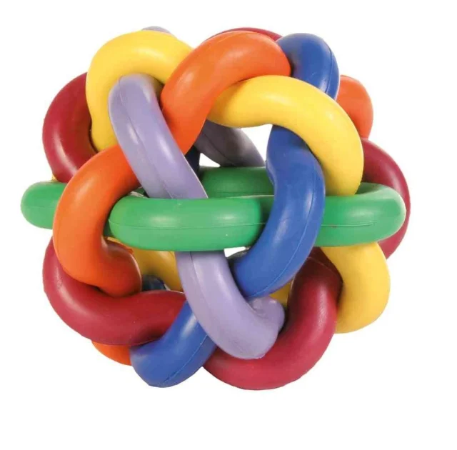 М'яч Trixie для собак, гума, з переплетених кольорових кілець, 10 см