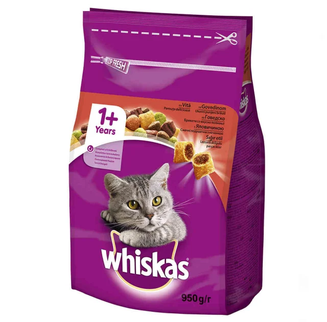Сухий корм Whiskas для котів, з яловичиною, 950 г