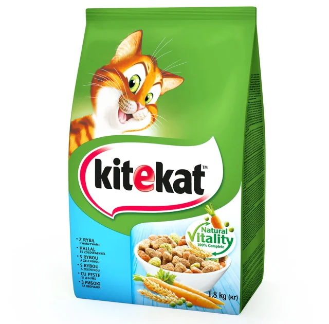 Сухий корм Kitekat для котів, риба з овочами, 1.8 кг
