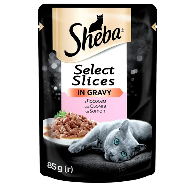 Вологий корм Sheba Selection in Sauce для котів, з лососем в соусі, 85 г
