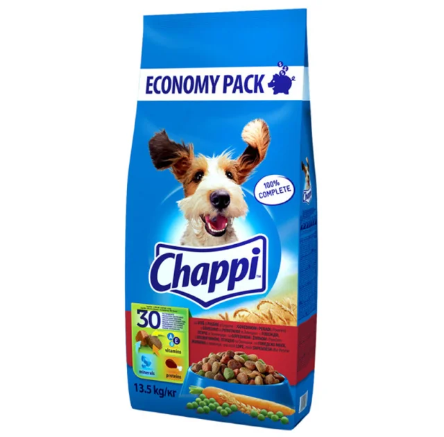 Сухий корм Chappi для дорослих собак, з яловичиною, птицею і овочами, 13.5 кг