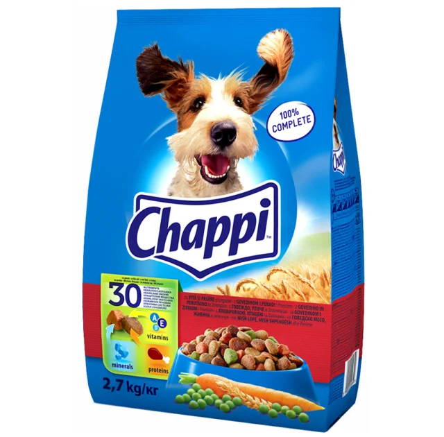 Сухий корм Chappi для дорослих собак, з яловичиною, птицею і овочами, 2.7 кг