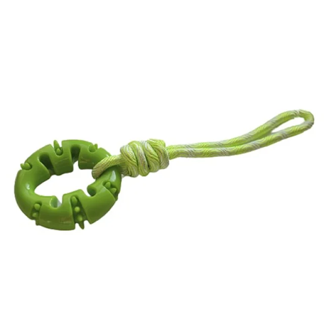 Іграшка AnimAll GrizZzly для собак, кільце з канатом, зелене, 33 × 10 см