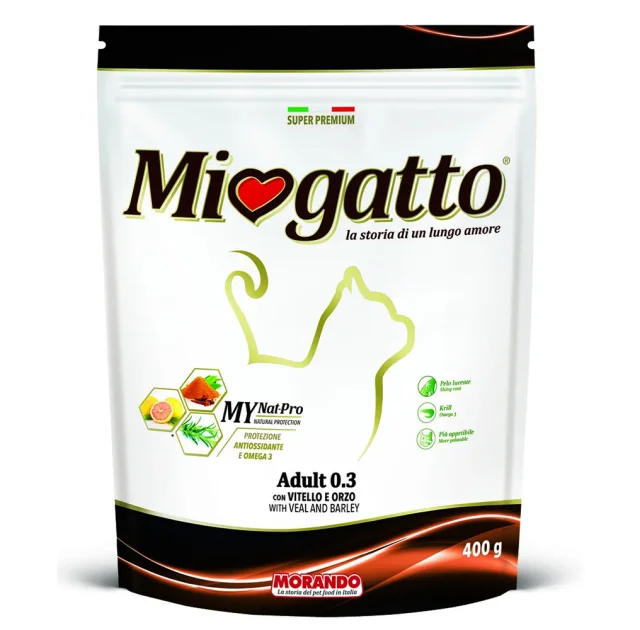 Сухий корм Morando MioGatto Adult Veal & Barley для котів, з телятиною і ячменем 400 г