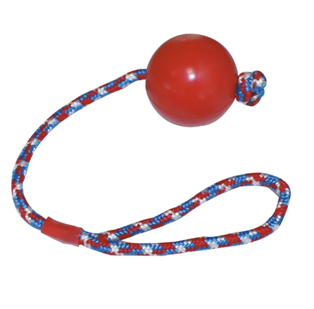 Игрушка Croci литой мяч на веревке, для собак, резина, 6.5 см
