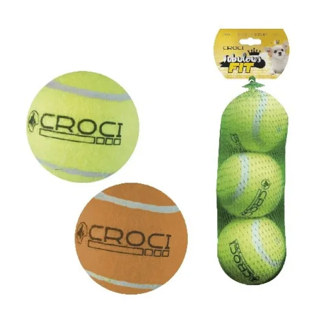 Іграшка-пищалка Croci м'яч тенісний для собак, жовтий, 3.8 см, ціна за упаковку