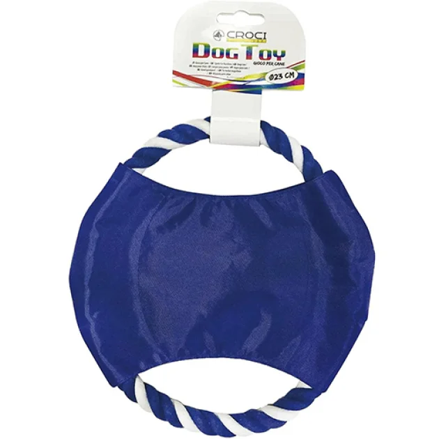 Іграшка Croci нейлоновий фрісбі з канатом, для собак, синій, 23 см