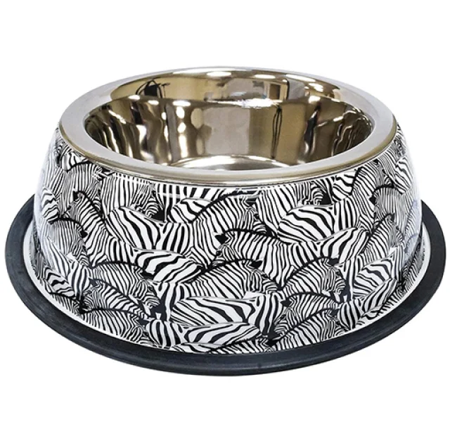 Миска Croci Animalier Zebra для собак, нержавейка с резиновым основанием, 200 мл, 17 см