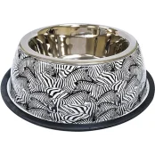 Миска Croci Animalier Zebra для собак, нержавіюча з гумовою підставкою, 370 мл, 20 см