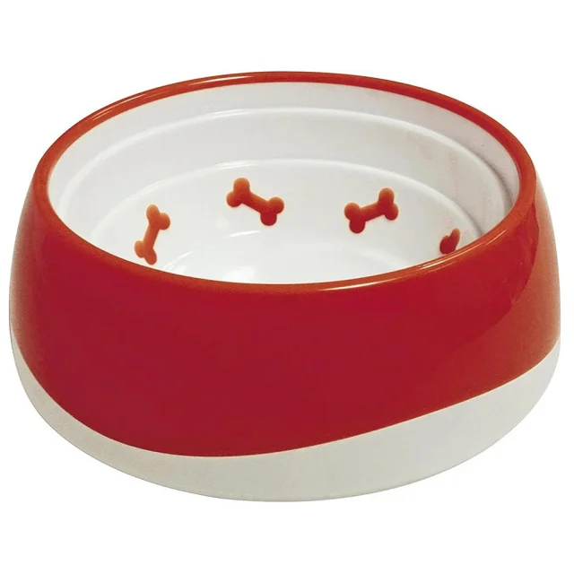 Миска Croci Tpr Bone для кошек и собак, пластик, красная, 550 мл, 16.8×6 см