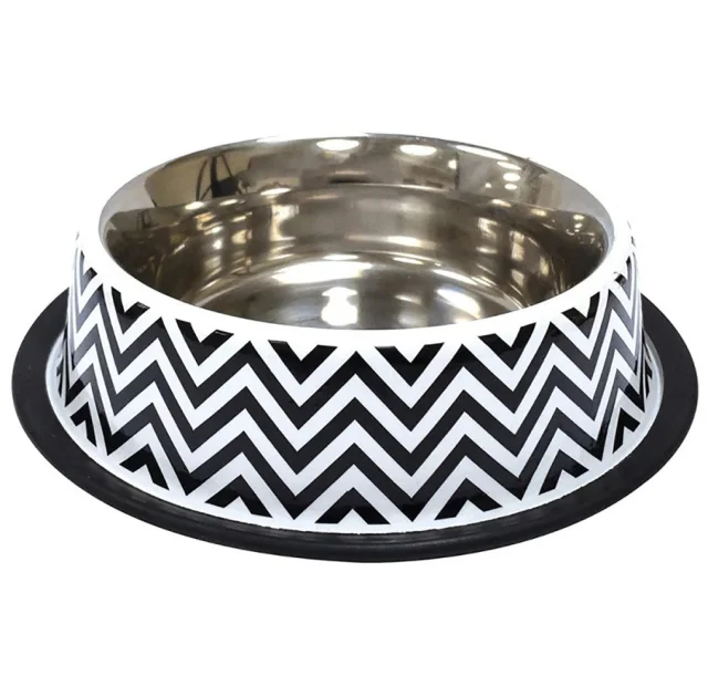 Миска Croci Twiggy Stripes для кошек и собак, нержавейка, орнамент, 470 мл, 19 см