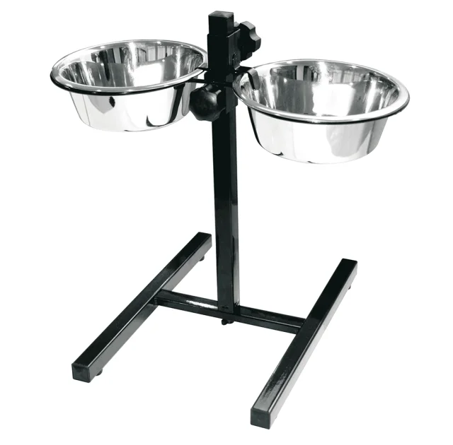 Стійка з двома мисками Croci Dinner Set для собак, нержавіюча, регульований, 2×20 см, 1.9 л