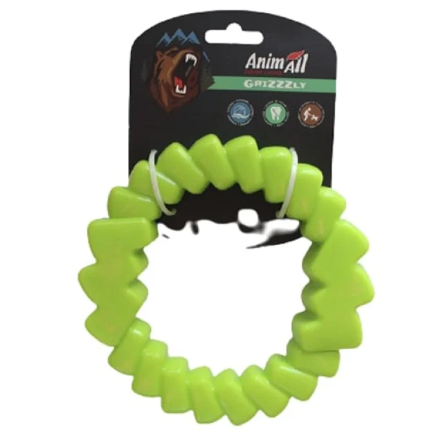 Игрушка AnimAll GrizZzly для собак, кольцо мотивационное, зеленое, 16.5 см