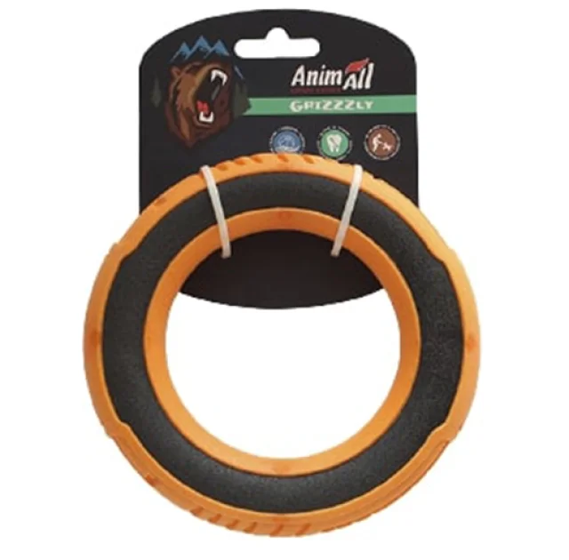 Игрушка AnimAll GrizZzly для собак, супер-кольцо, оранжевое, 15 см