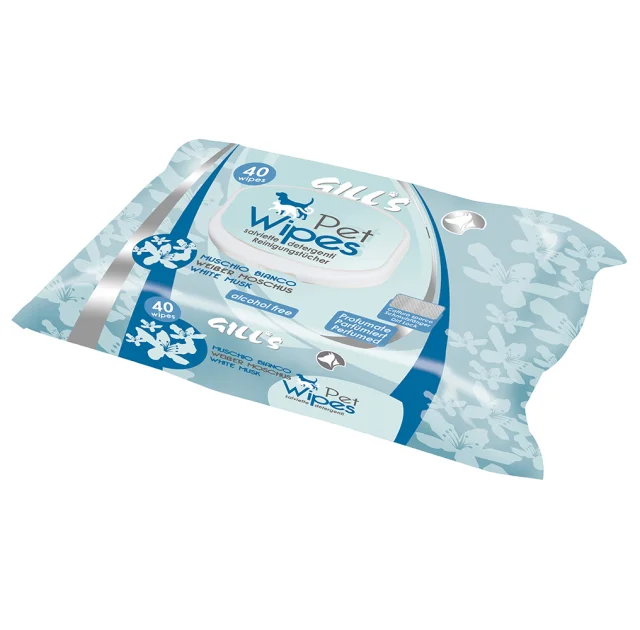 Влажные салфетки Croci Gill's White Musk для кошек и собак, с ароматом мускуса, 40 шт