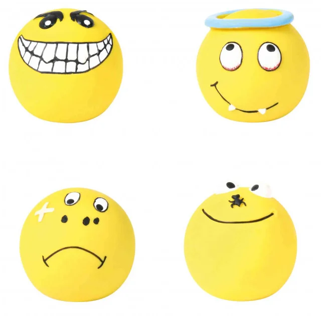 Игрушка Trixie, мяч с рожицей, для собак, 6 см, 4 шт