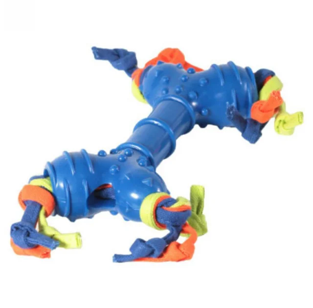 Игрушка кость Fox TPR для собак, рифленая, с цветными грейферами, 16.5×15 см