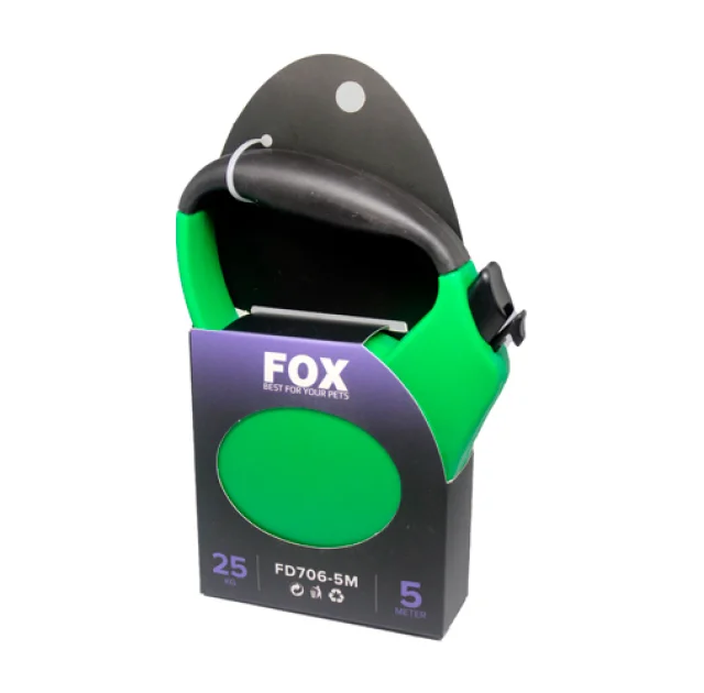 Поводок-рулетка Fox для собак до 25 кг, зеленый, 5 м