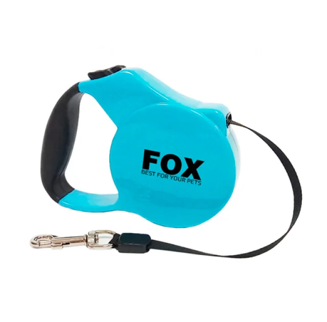 Поводок-рулетка Fox для собак до 20 кг, синяя, 3 м