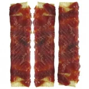 Лакомство полоски Fox для собак, из прессованной кожи с намотанной уткой, 500 г