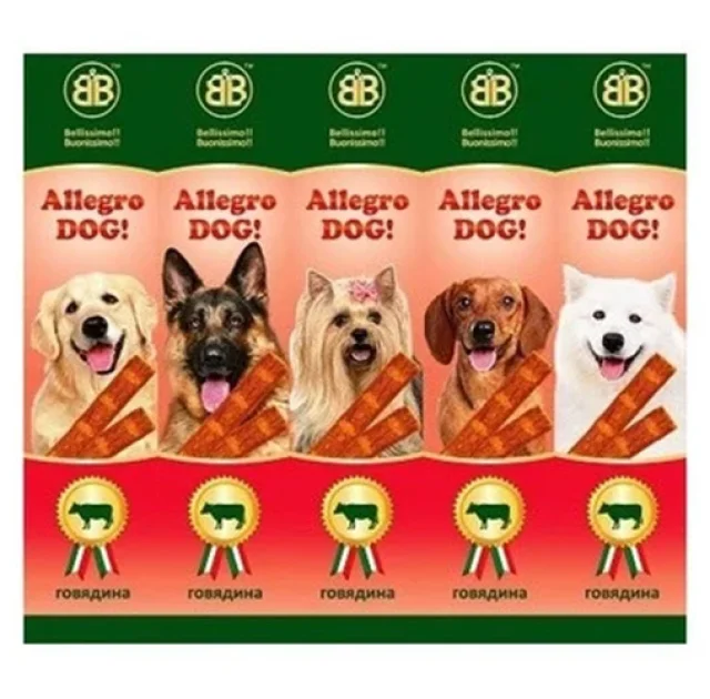 Ковбаски B & B Allegro Dog для собак, зі смаком яловичини, 5×10 г