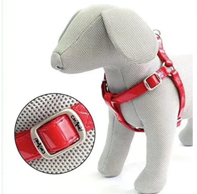 Шлея Croci Leatherette для собак, экокожа/нейлон, красный, 50-75×2 см