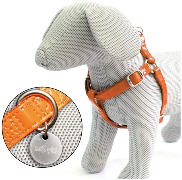 Шлея Croci Leatherette для собак, экокожа/нейлон, оранжевый, 36-60×1.5 см