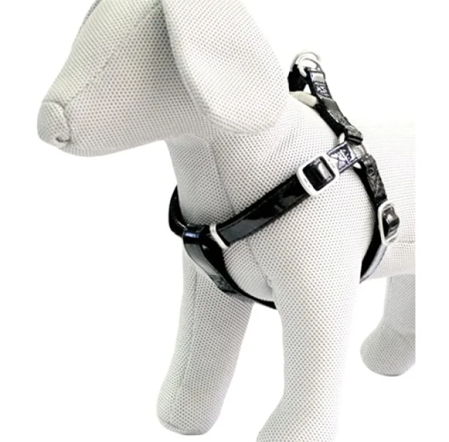 Шлея Croci Leatherette для собак, экокожа/нейлон, черный, 50-75×2 см