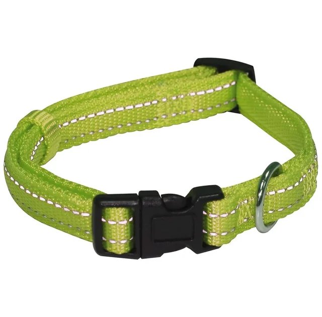 Ошейник Croci Soft Reflective для собак, светоотражающий, нейлон, зеленый, 30-45×1.5 см