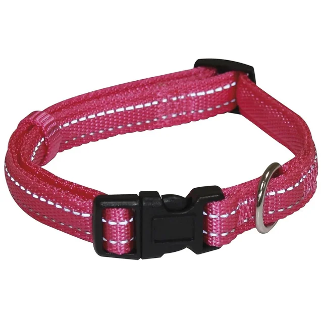 Нашийник Croci Soft Reflective для собак, світловідбиваючий, нейлон, рожевий, 30-45×1.5 см